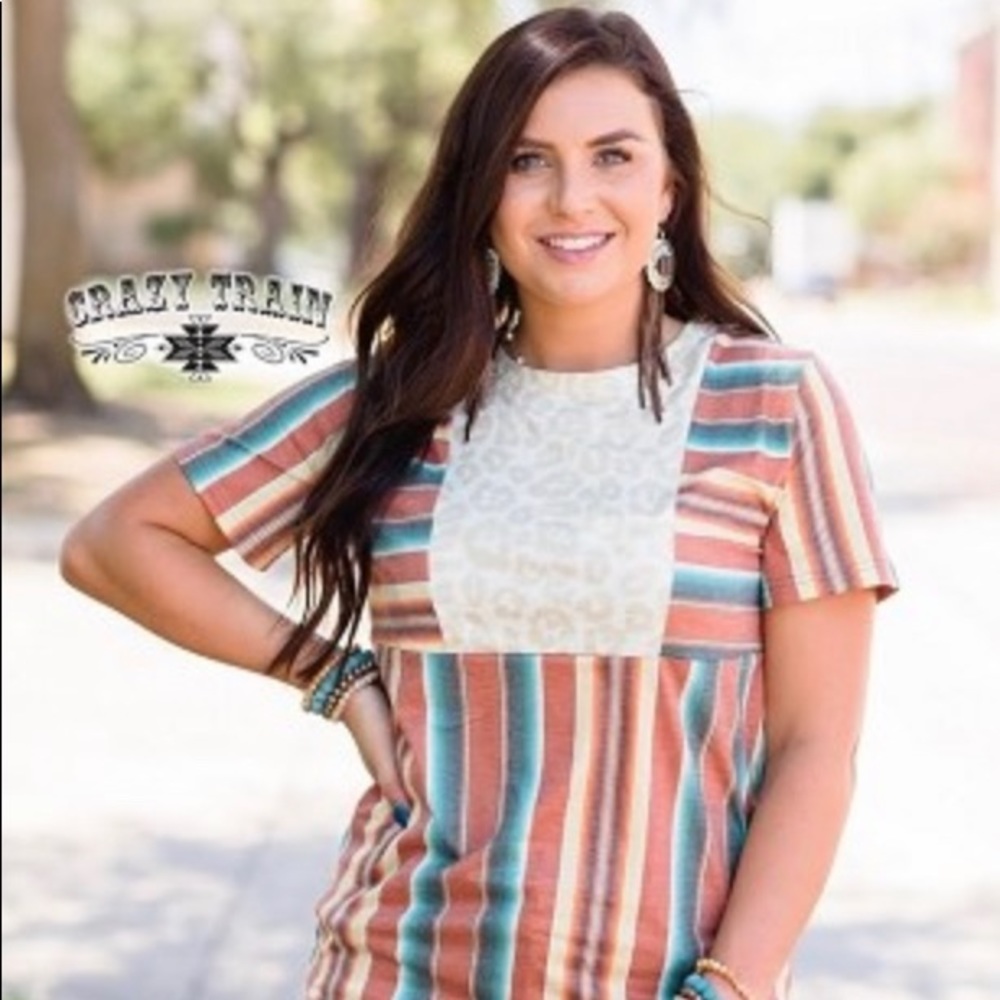 Crazy Train Stripe Sleeves with Leopard Middle